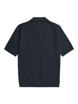 Norse Projects Leif Cotton Blend Short Sleeve Polo Shirt - view 2, Dark Navy