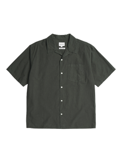 Norse Projects Cars Cotton Blend Shor Tsleeve Collar Shirt, Black Olive
