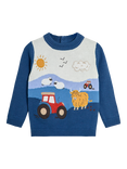 JoJo Maman Bébé Kids' Wool Blend Tractor Jumper, Indigo