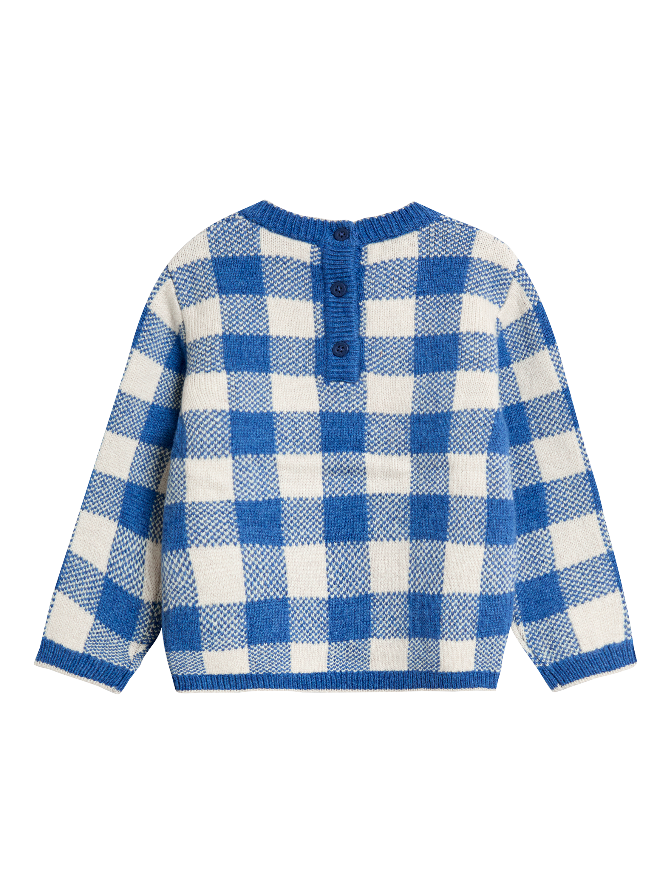 Product image 3 of 3, which shows JoJo Maman Bébé Kids' Wool Blend Tractor Jumper, Blue/Multi, 18-24 months