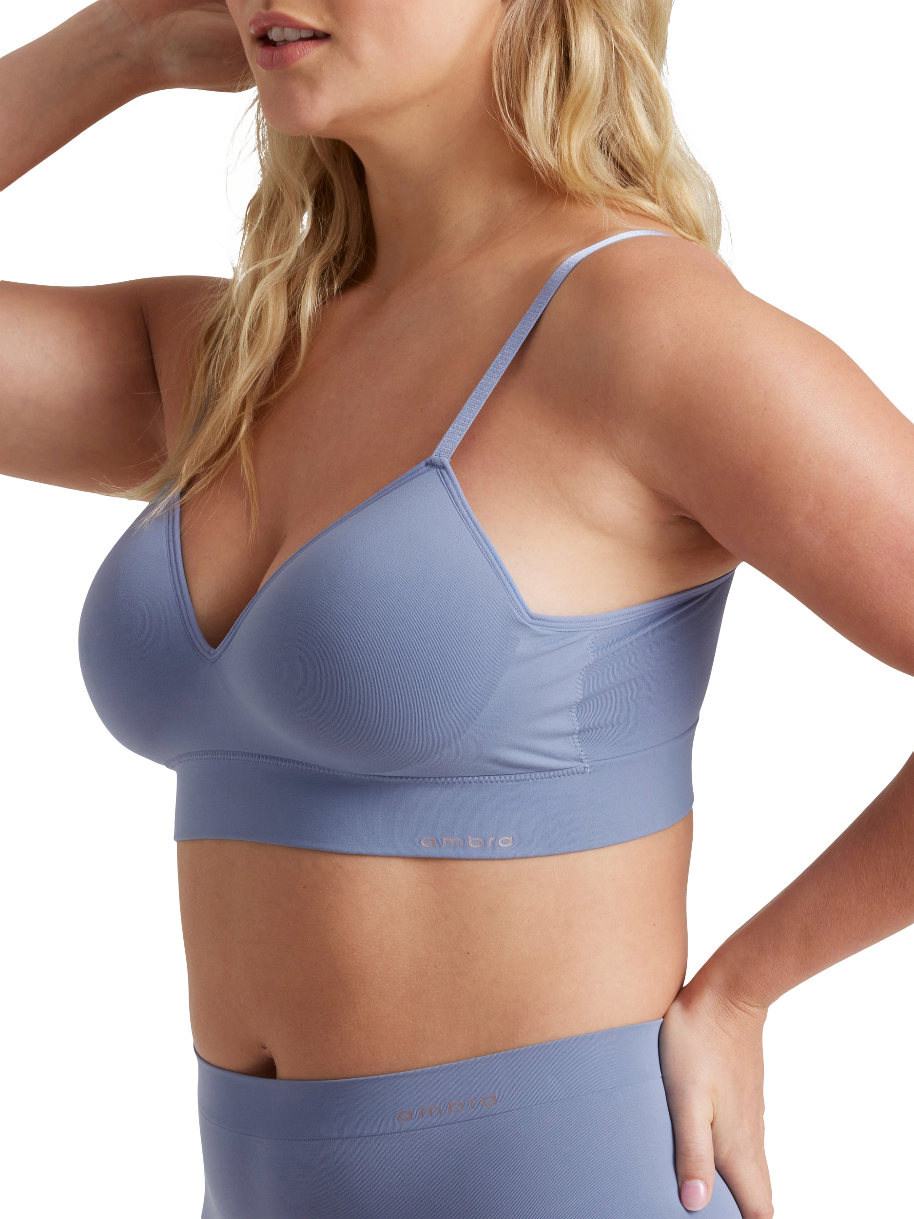 Product image 2 of 3, which shows Ambra Bondi Bare Longline Bra, Midnight, 10-12