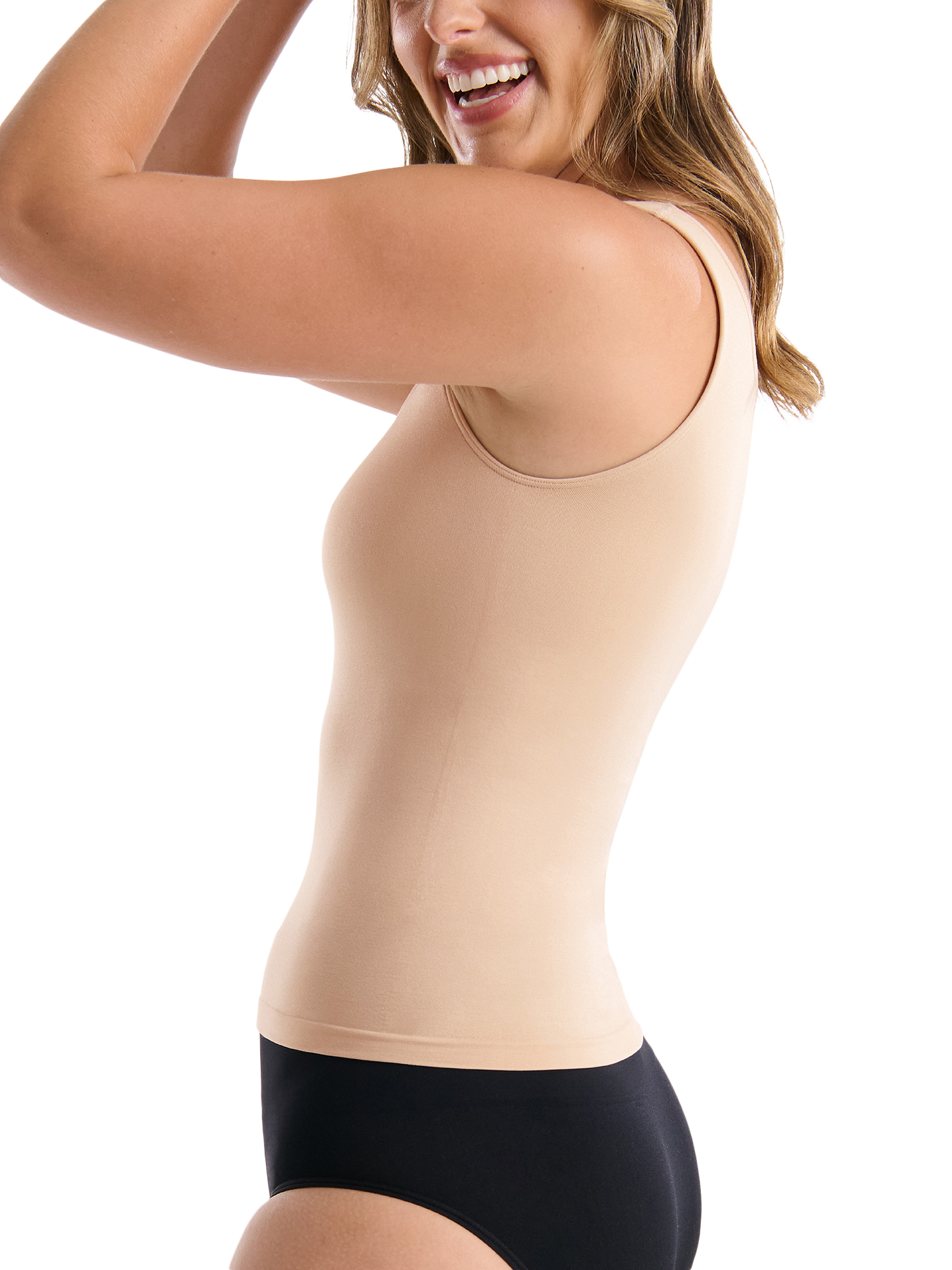Product image 3 of 3, which shows Ambra Seamless Smoothies Reversible Shelf Bra Tank, Rose Beige, 8-10