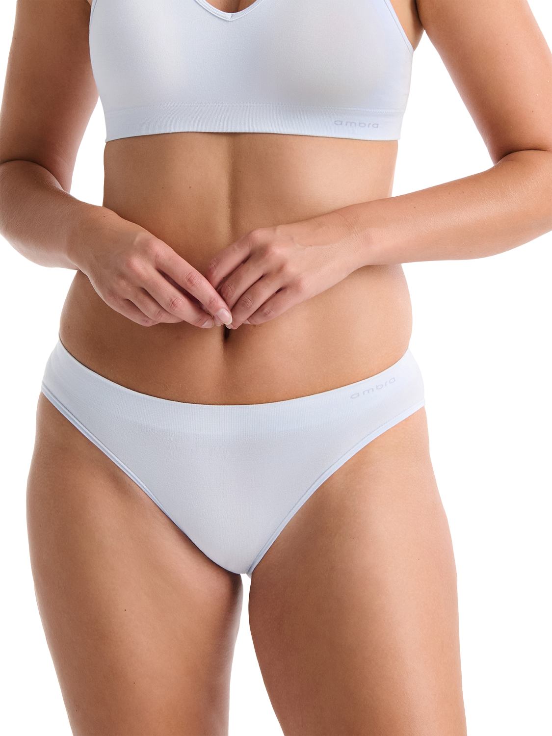 Product image 1 of 3, which shows Ambra Purebasics Modal Bikini Knickers, Pack of 2, Aura Blue, 8-10