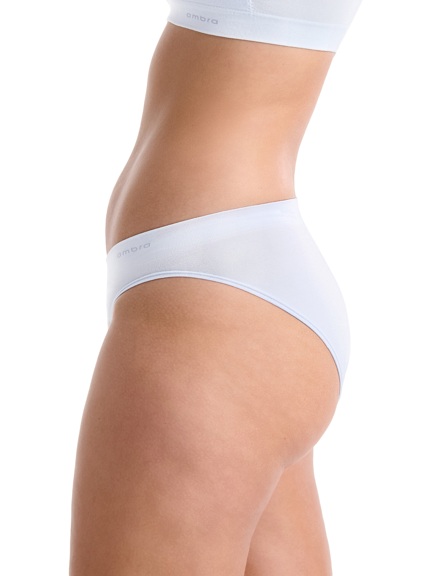 Product image 2 of 3, which shows Ambra Purebasics Modal Bikini Knickers, Pack of 2, Aura Blue, 8-10
