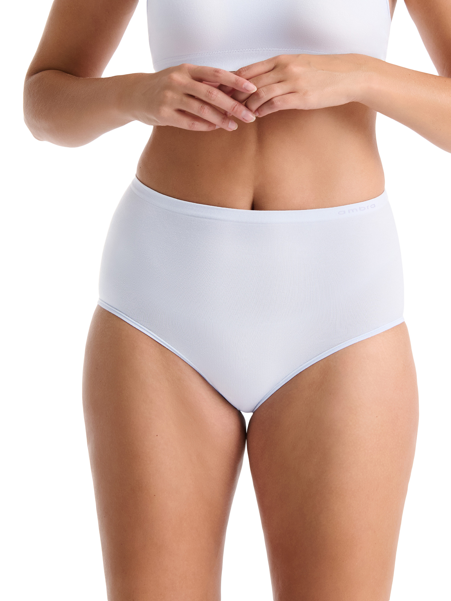 Product image 1 of 3, which shows Ambra Purebasics Modal Full Knickers, Pack of 2, Aura Blue, 8-10