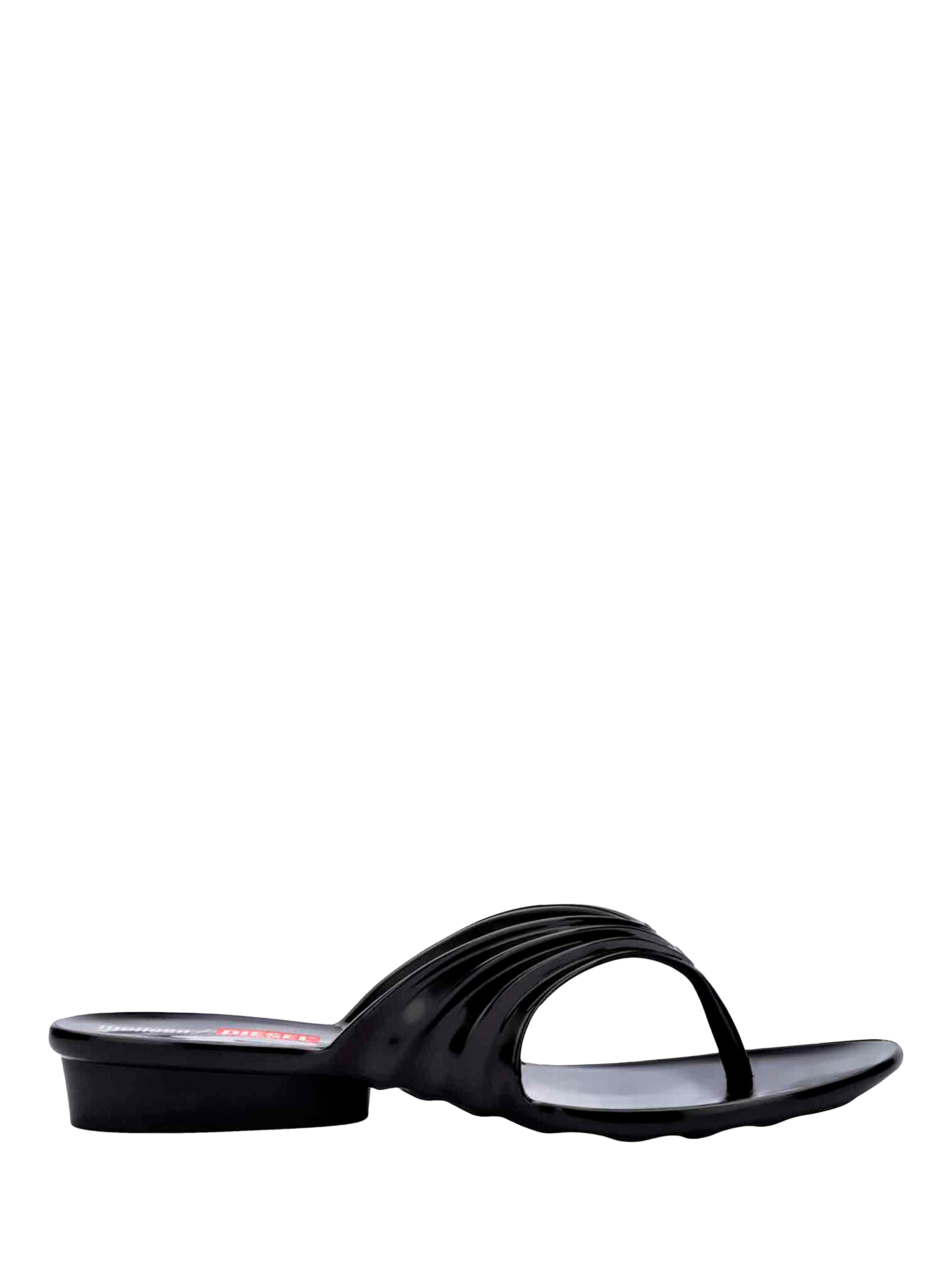 Product image 1 of 5, which shows Melissa x DIESEL Quantam Thong Flip Flop Sandals, Black, 3