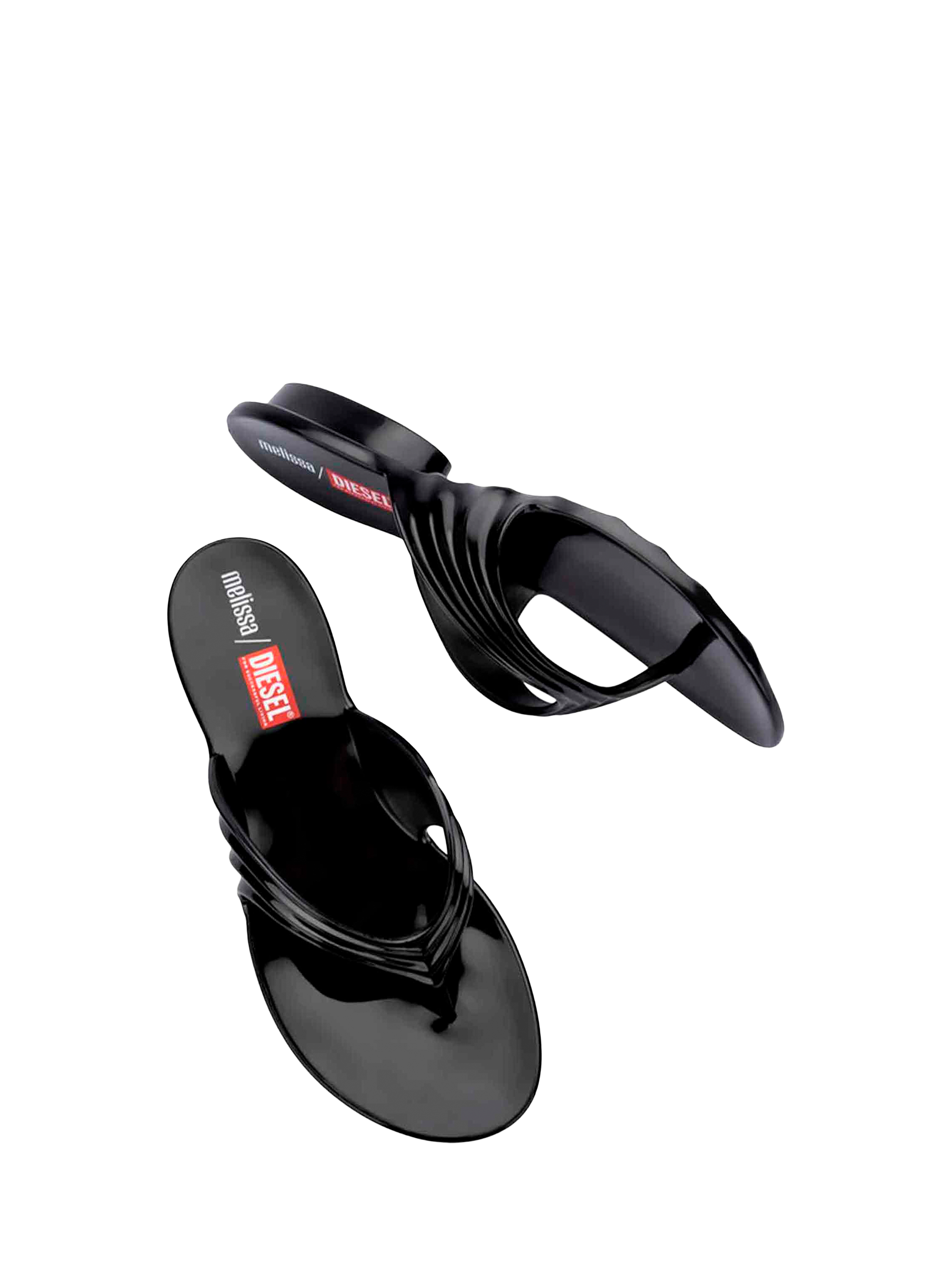Product image 3 of 5, which shows Melissa x DIESEL Quantam Thong Flip Flop Sandals, Black, 3