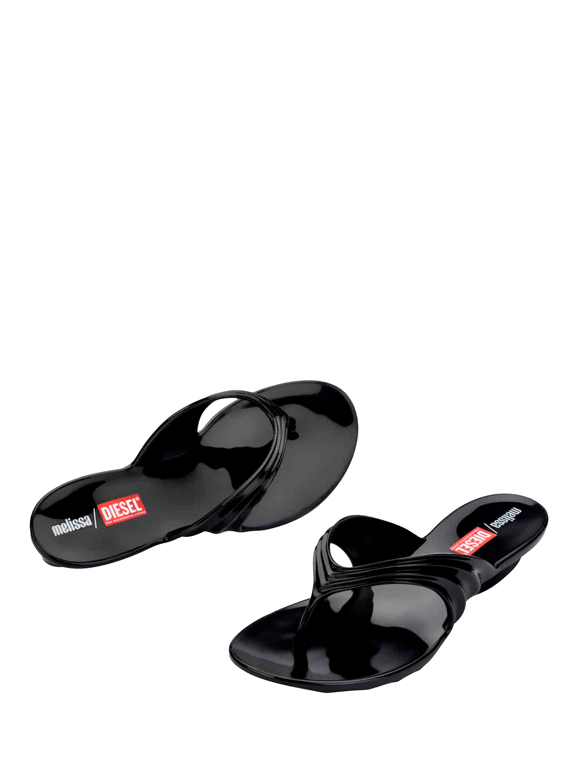 Product image 4 of 5, which shows Melissa x DIESEL Quantam Thong Flip Flop Sandals, Black, 3