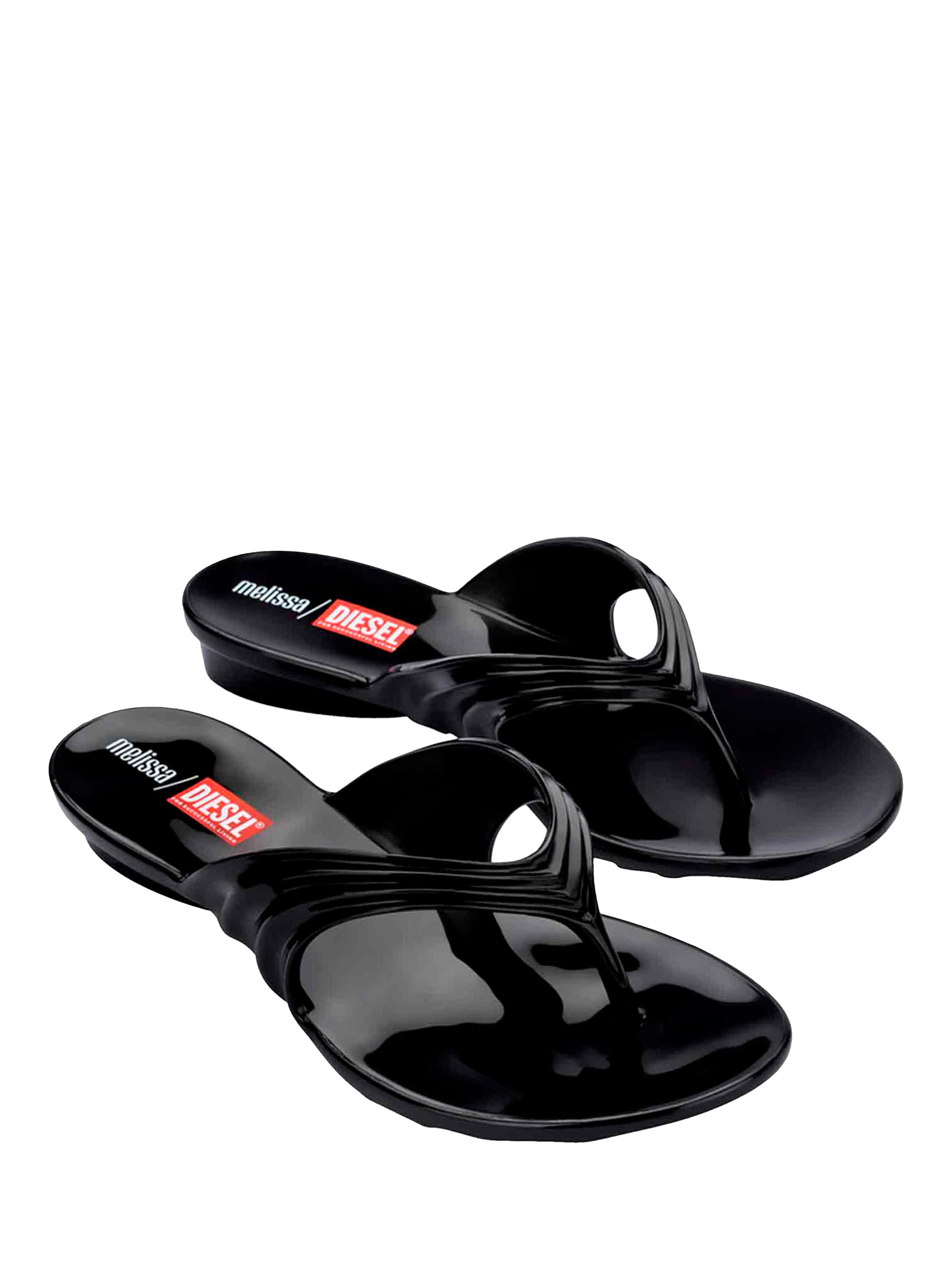 Product image 5 of 5, which shows Melissa x DIESEL Quantam Thong Flip Flop Sandals, Black, 3