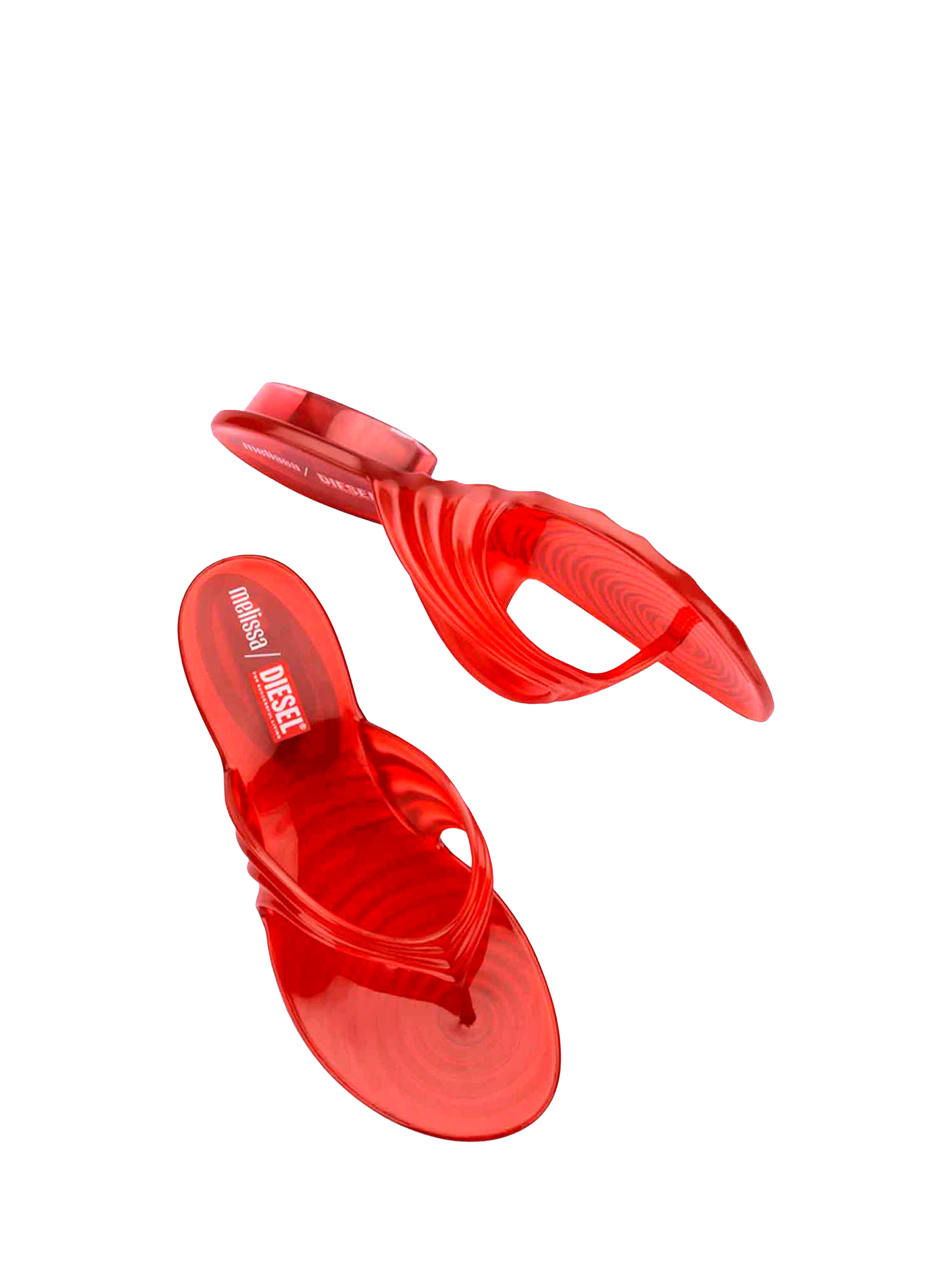 Product image 3 of 5, which shows Melissa x DIESEL Quantam Thong Flip Flop Sandals, Red, 3