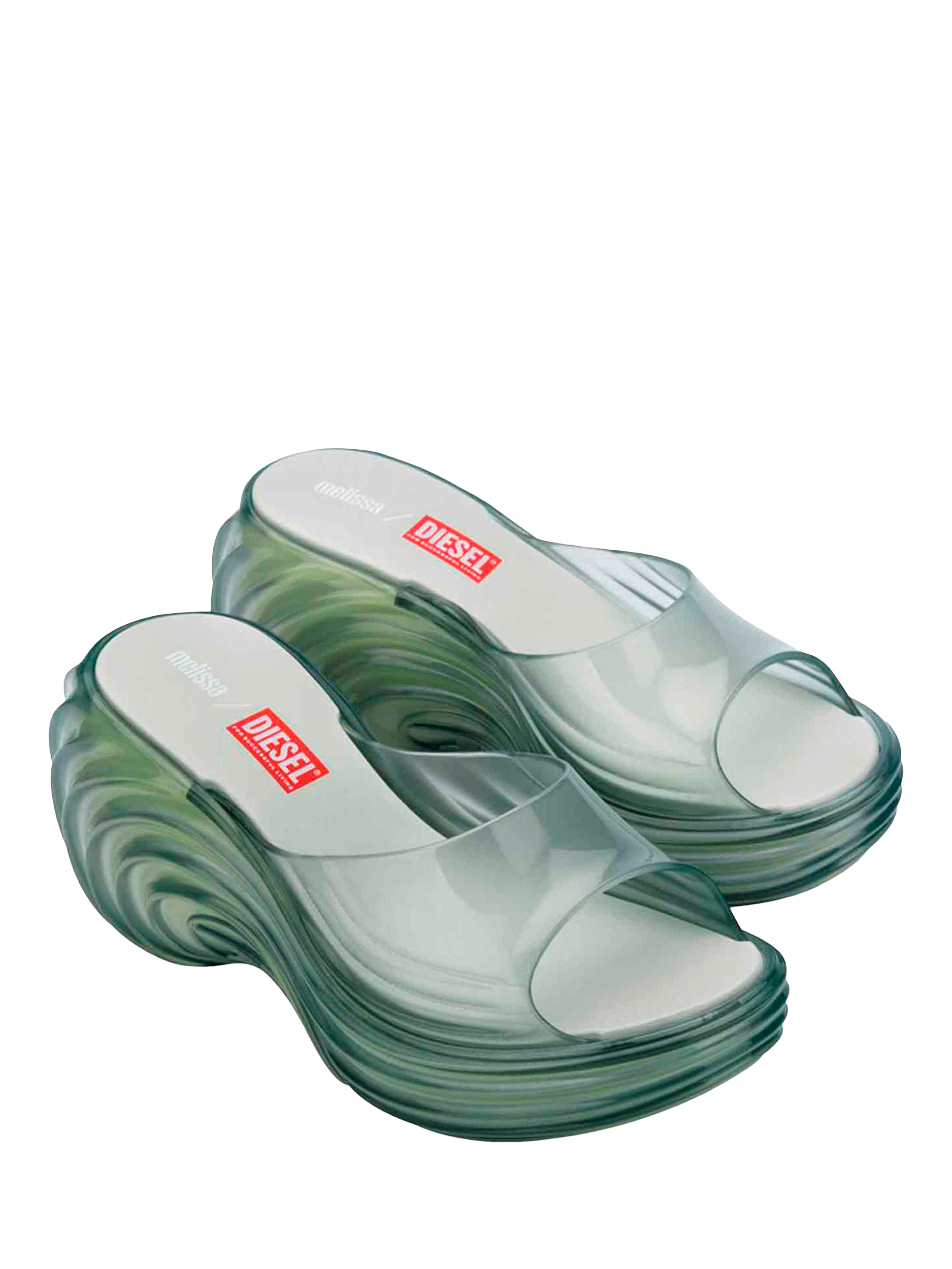 Product image 4 of 4, which shows Melissa x DIESEL Quantam Platform Sandals, Blue, 3