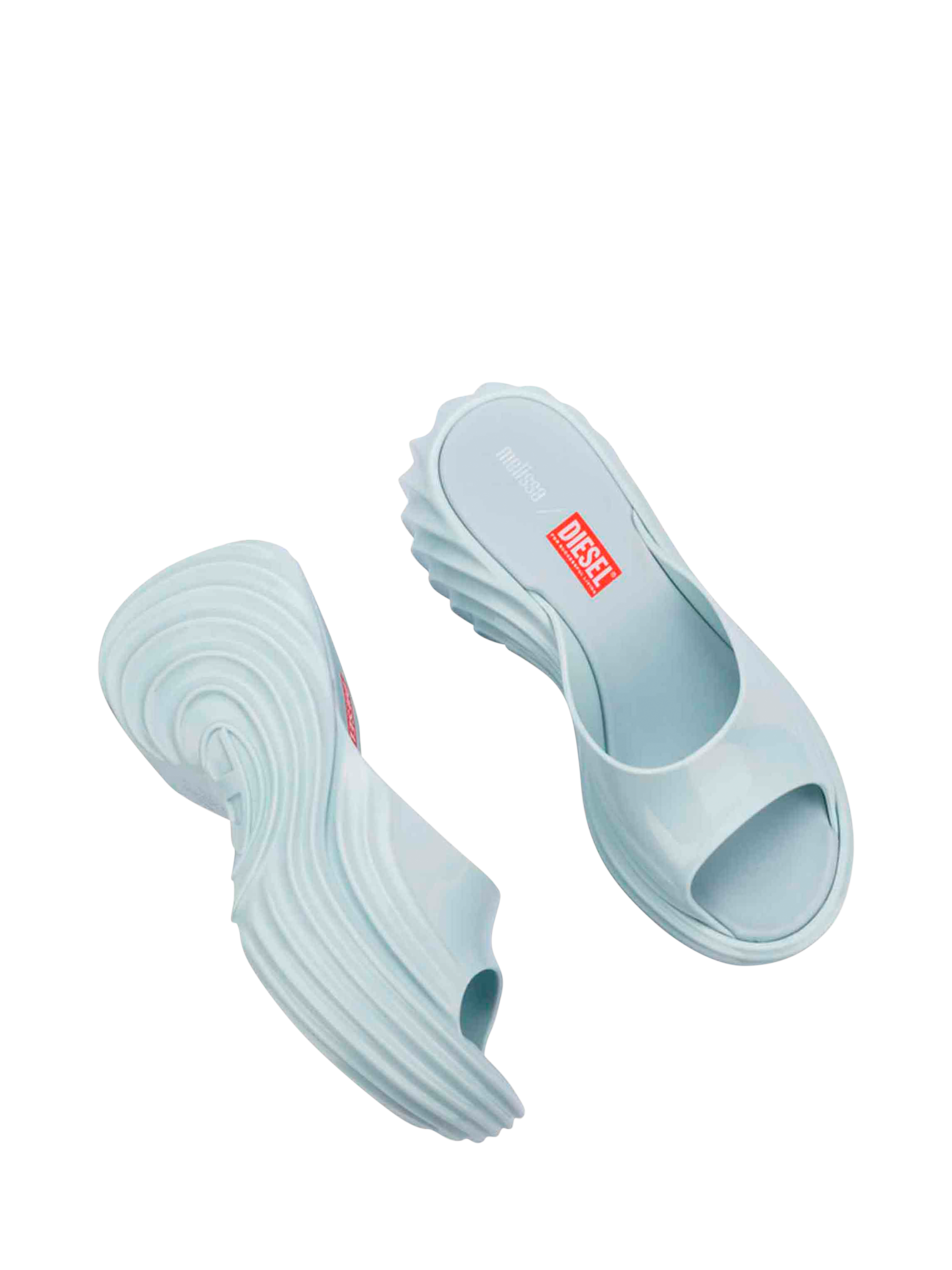 Product image 2 of 4, which shows Melissa x DIESEL Quantam Platform Sandals, Light Blue, 3