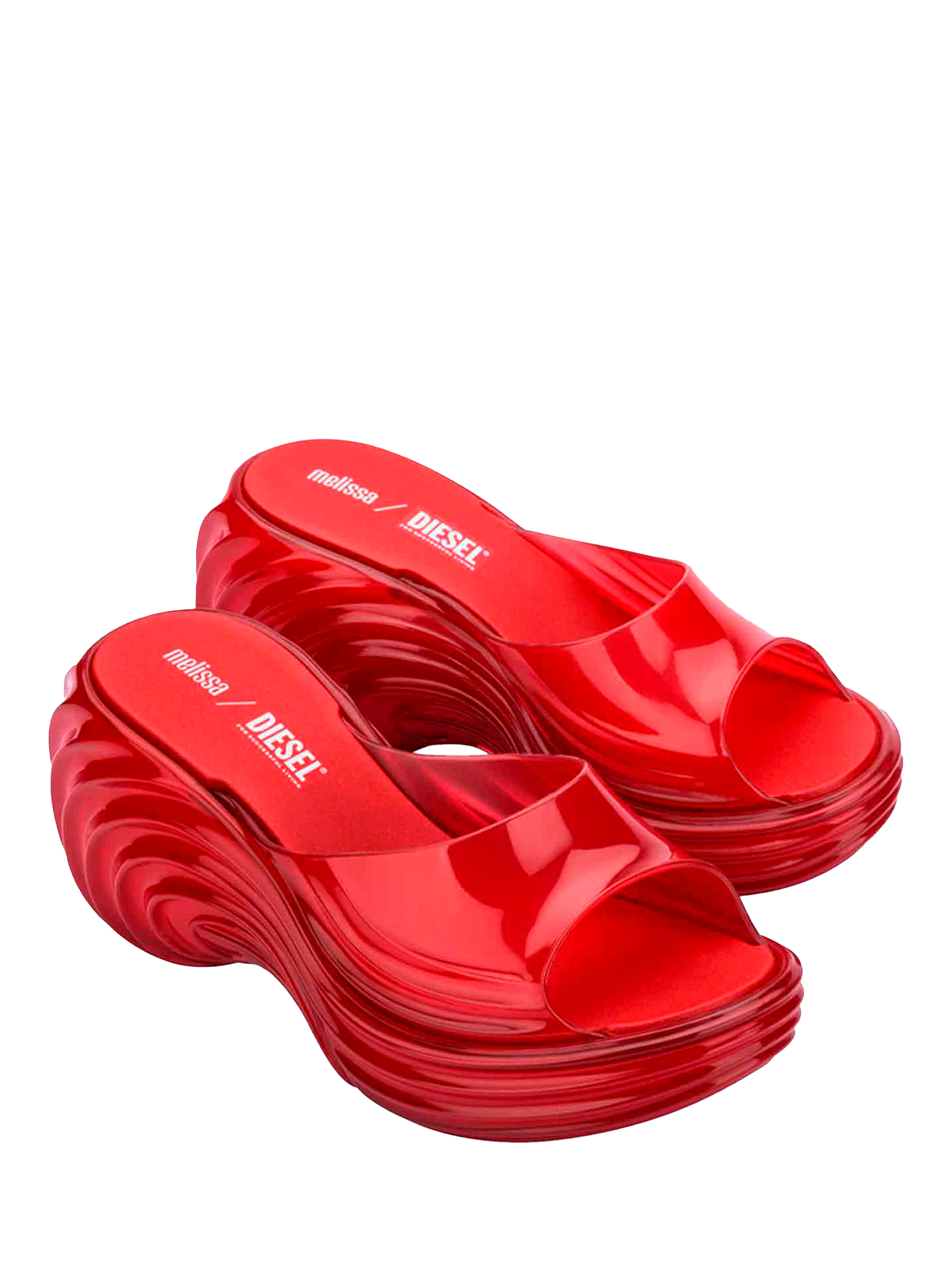 Product image 4 of 4, which shows Melissa x DIESEL Quantam Platform Sandals, Red, 3