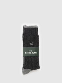 Rodd & Gunn Cable Knit Cotton Blend Socks, Pack of 2, Carbon Charcoal