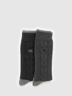Rodd & Gunn Cable Knit Cotton Blend Socks, Pack of 2 - view 2, Carbon Charcoal