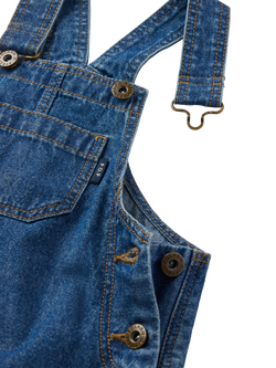 Polarn O. Pyret Baby Organic Cotton Denim Dungarees - view 2, Blue