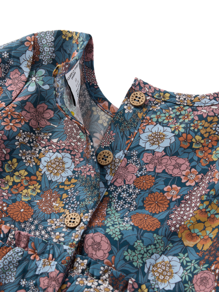 Polarn O. Pyret x Liberty Baby Floral Long Sleeve Dress - view 2, Bijou Blue