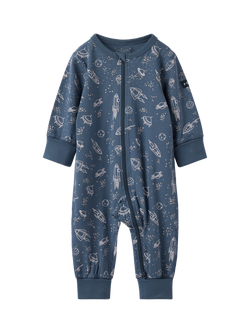 Polarn O. Pyret Baby Organic Cotton Star Pyjamas, Vintage Indigo