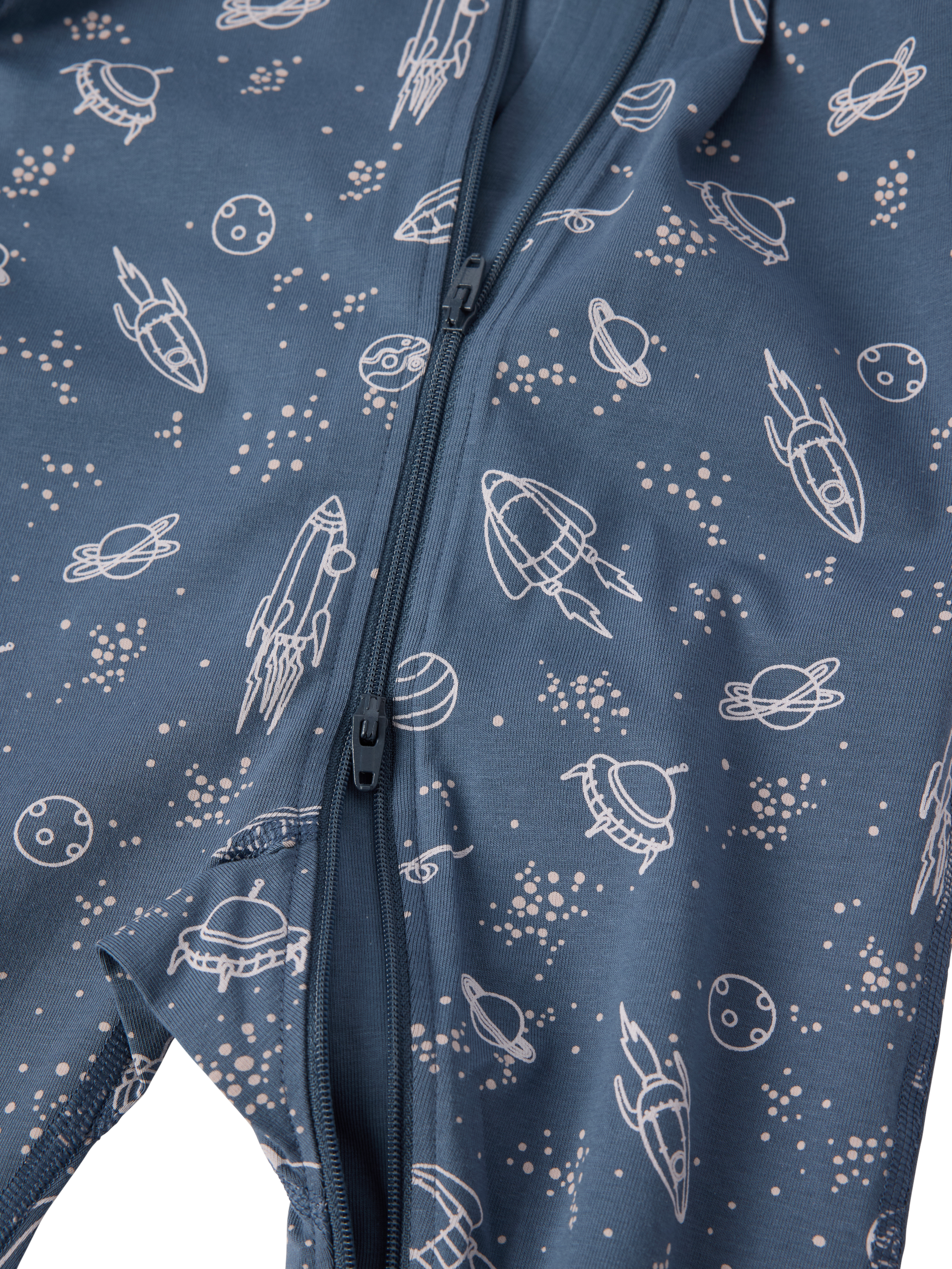 Product image 4 of 4, which shows Polarn O. Pyret Baby Organic Cotton Star Pyjamas, Vintage Indigo, 0-2 months