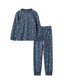 Polarn O. Pyret Baby Organic Cotton Star Pyjamas, Vintage Indigo