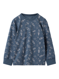 Polarn O. Pyret Baby Organic Cotton Star Pyjamas - view 2, Vintage Indigo