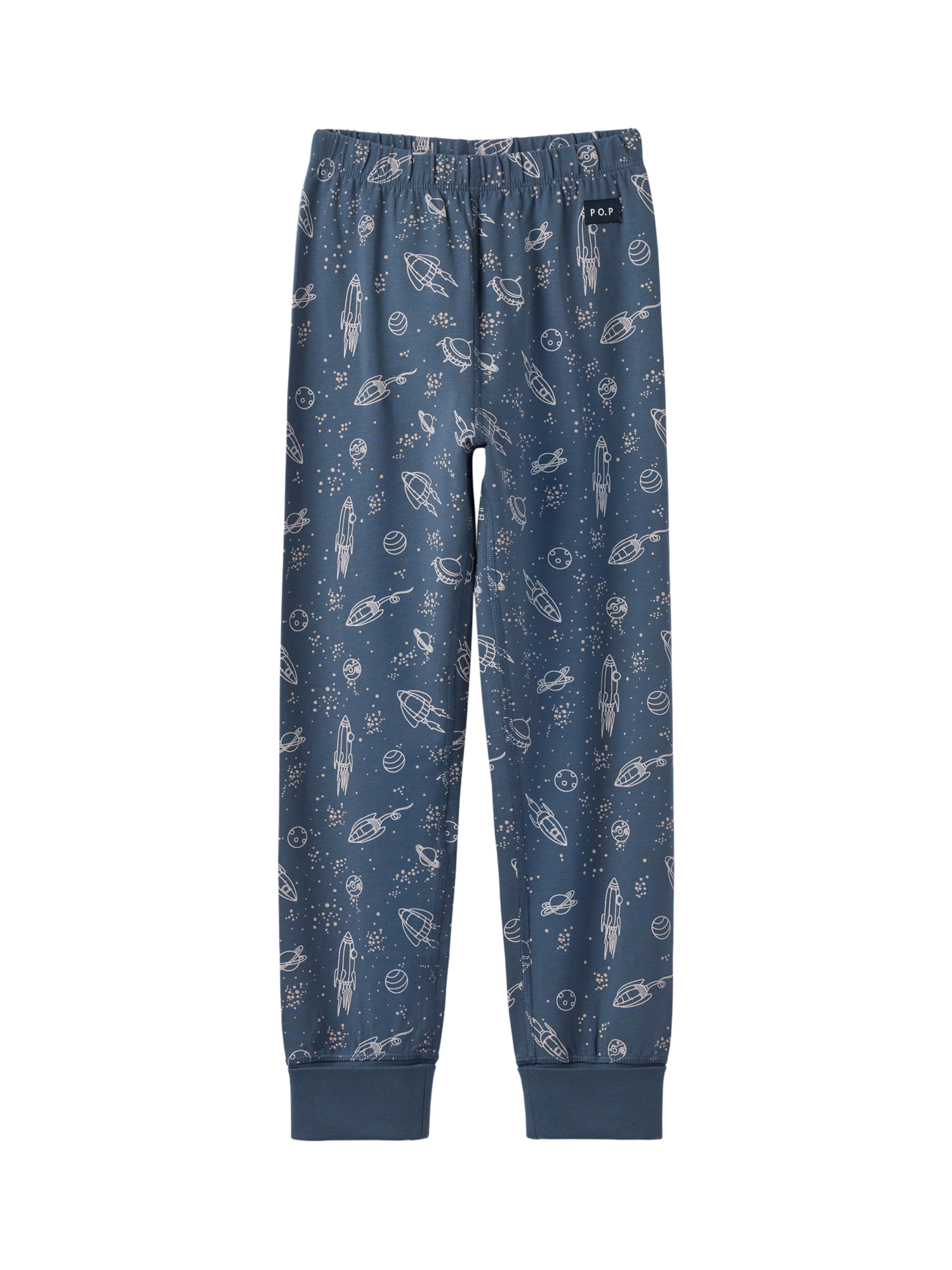Product image 3 of 6, which shows Polarn O. Pyret Baby Organic Cotton Star Pyjamas, Vintage Indigo, 4-6 years