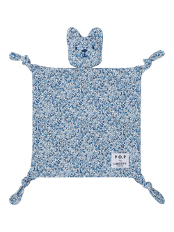 Polarn O. Pyret x Liberty Baby Organic Cotton Floral Bear Comforter, Bijou Blue