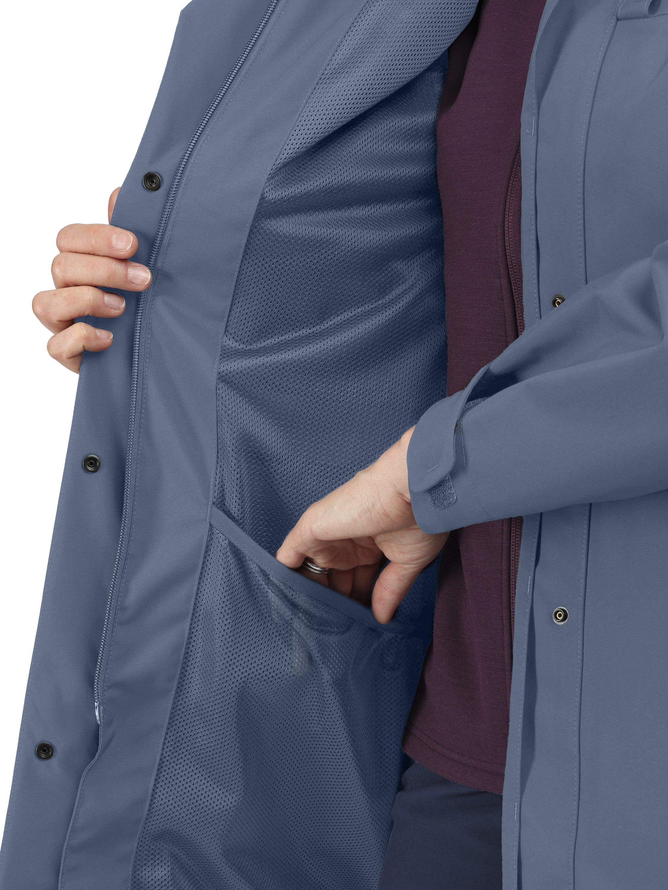 Product image 6 of 7, which shows Rohan Women's Lomond Packable Hood Waterproof Jacket, Ocean Blue, XS