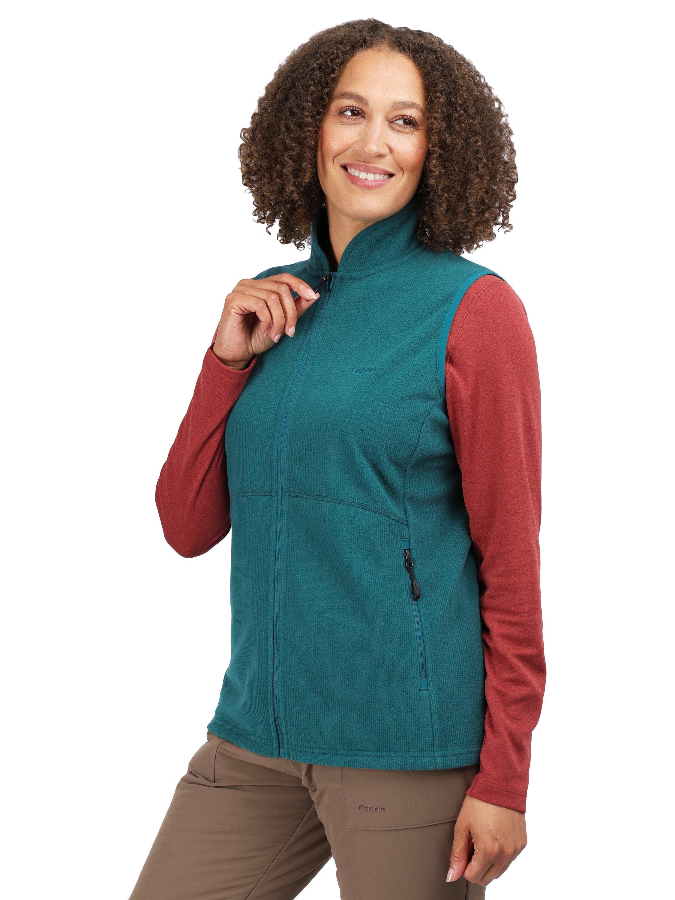 Product image 1 of 7, which shows Rohan Women's Microgrid Fleece Gilet, Pacific Green, XS