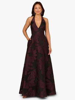 Aidan Mattox by Adrianna Papell Organza Jacquard Maxi Dress, Midnight Plum, Midnight Plum