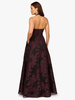 Aidan Mattox by Adrianna Papell Organza Jacquard Maxi Dress, Midnight Plum - view 2, Midnight Plum