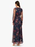 Adrianna Papell Floral Mesh Maxi Dress, Navy/Multi