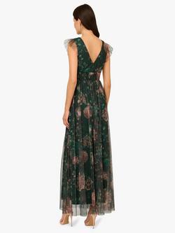 Adrianna Papell Floral Mesh Maxi Dress, Hunter/Multi - view 2, Hunter/Multi