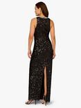 Aidan Mattox by Adrianna Papell Sequin Illusion Neckline Maxi Dress, Black