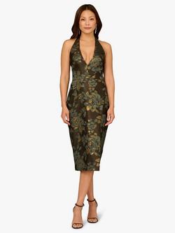 Aidan Mattox by Adrianna Papell Floral  Jacquard Midi Dress, Cool Mint, Cool Mint