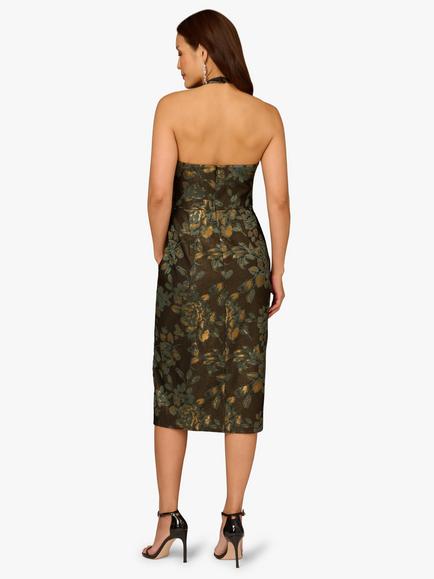 Aidan Mattox by Adrianna Papell Floral  Jacquard Midi Dress, Cool Mint - view 2, Cool Mint