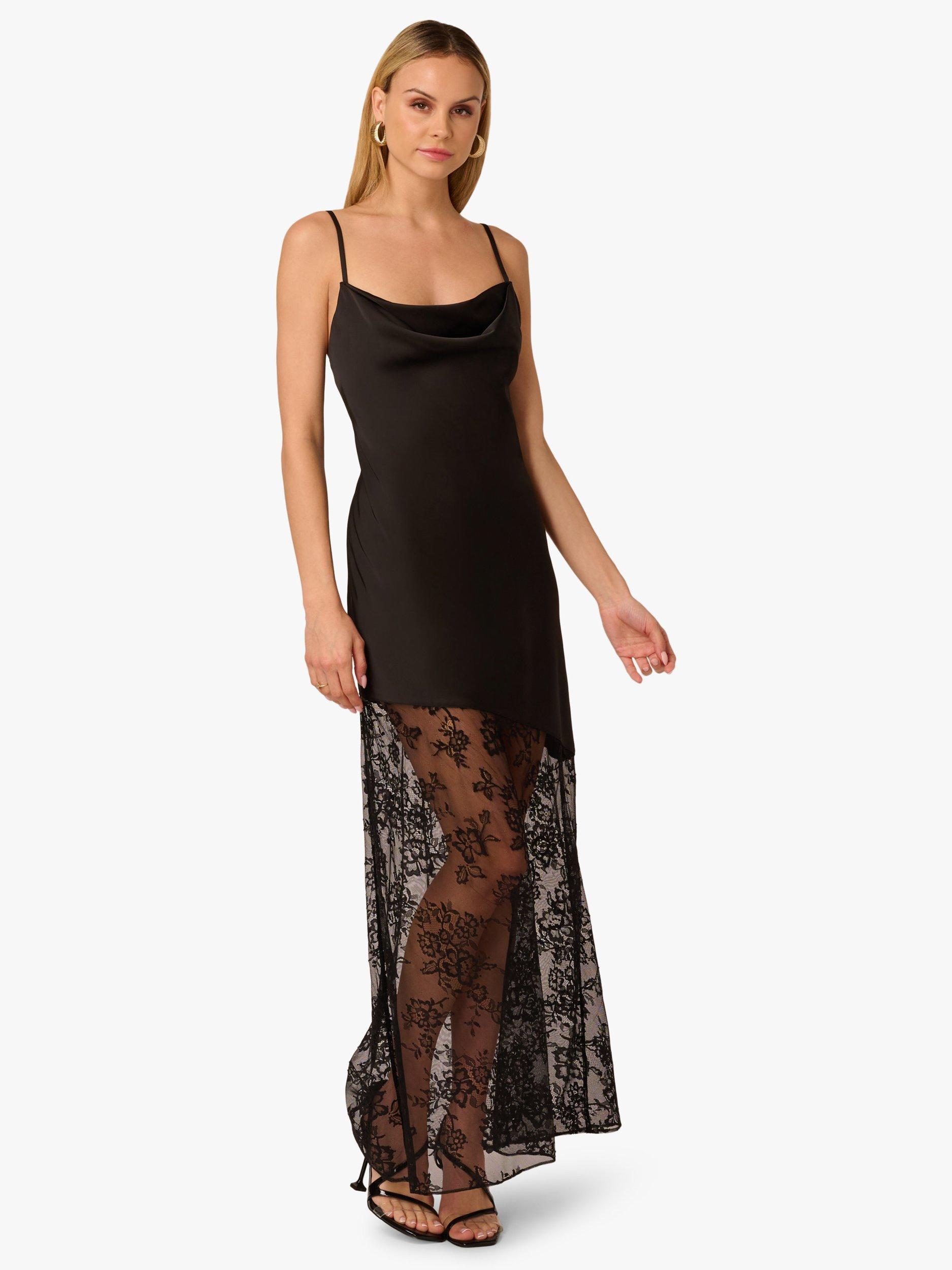 pink dress with black lace Fashionable Pink and Black Tulle V-neckline Party Dress, Pink Lace App main image 1
