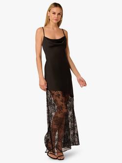 Adrianna by Adrianna Papell Stretch Satin Maxi Dress, Black, Black