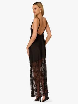 Adrianna by Adrianna Papell Stretch Satin Maxi Dress, Black - view 2, Black