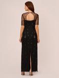 Adrianna By Adrianna Papell Beaded Mesh Overlay Dress, Black/Gunmetal