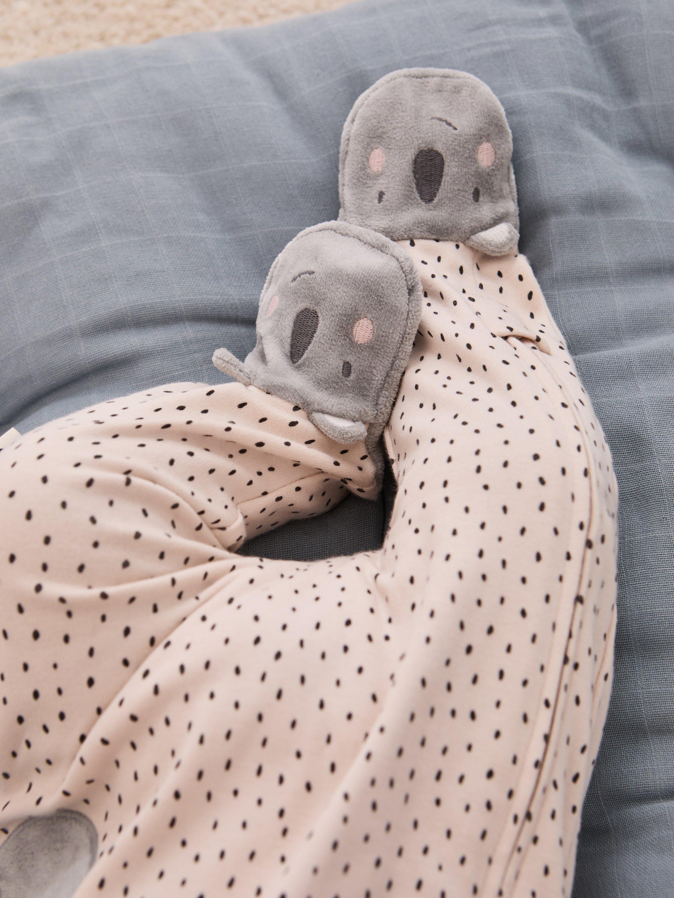 JoJo Maman Bébé Baby Cotton Koala Zip Sleepsuit, White