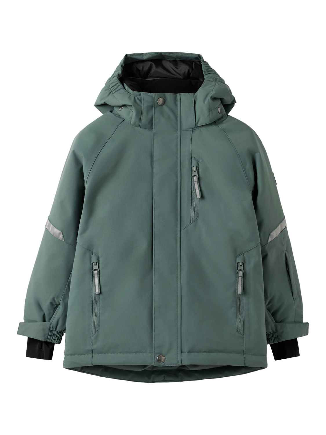 Product image 1 of 7, which shows Polarn O. Pyret Kids' Unisex Padded Jacket, Dark Forest, 3-4 years