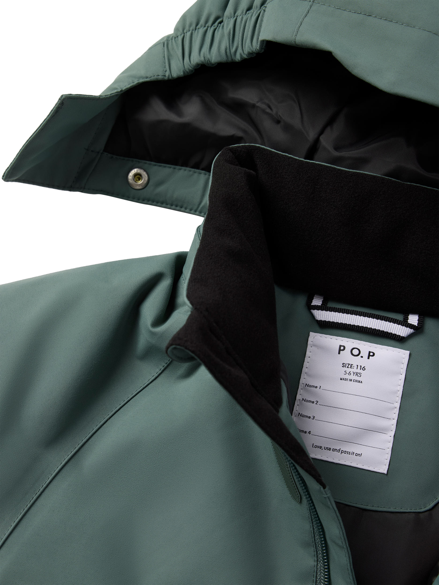 Product image 2 of 7, which shows Polarn O. Pyret Kids' Unisex Padded Jacket, Dark Forest, 3-4 years