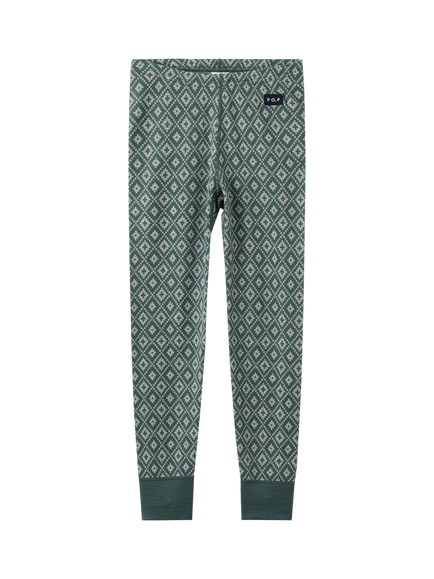Polarn O. Pyret Kids' Wool Unisex Jacquard Nordic Leggings, Dark Forest