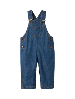 Polarn O. Pyret Organic Cotton Kids' Denim Dungaree Dress, Blue