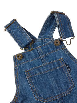 Polarn O. Pyret Organic Cotton Kids' Denim Dungaree Dress - view 2, Blue