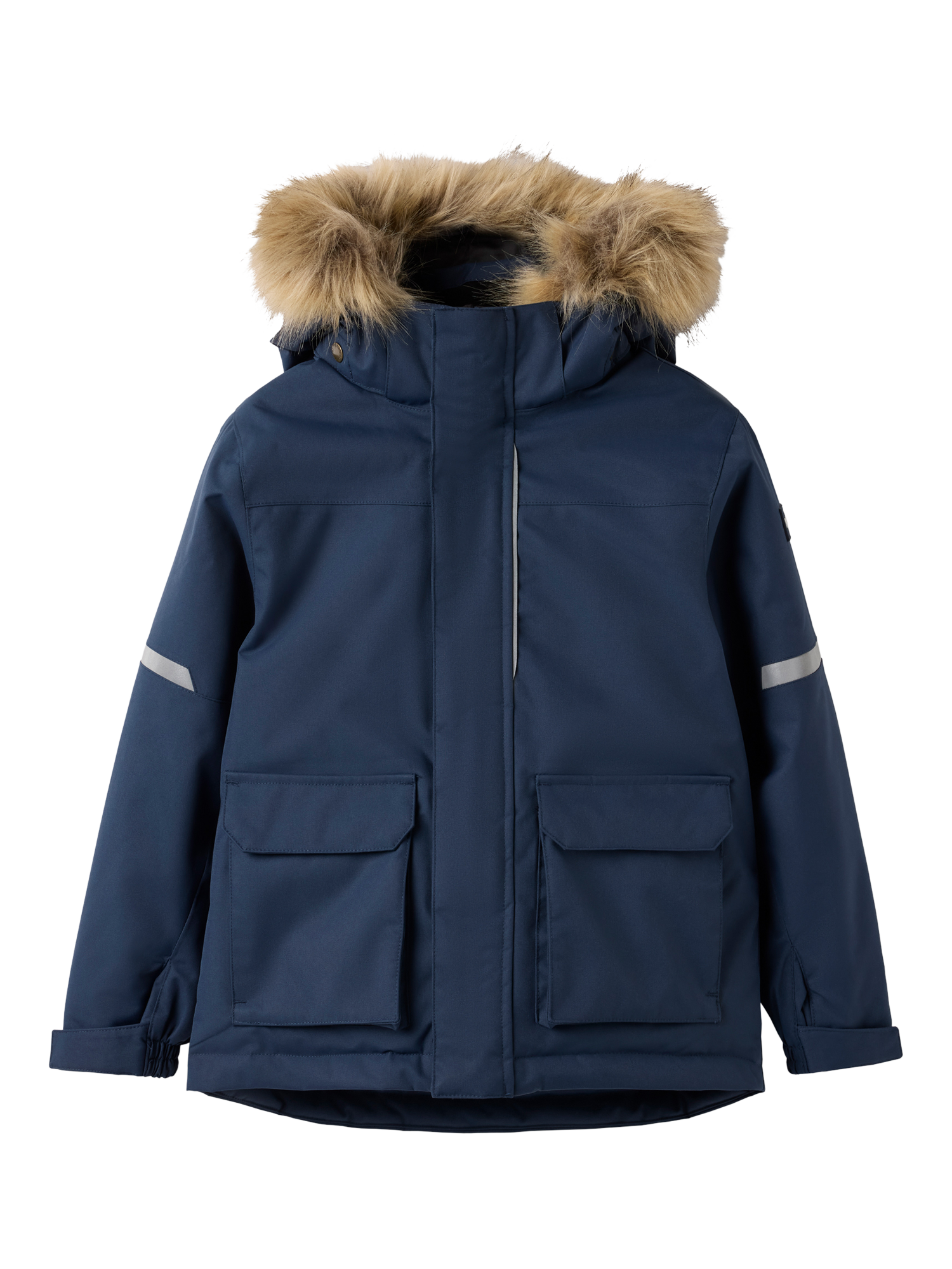 Product image 1 of 6, which shows Polarn O. Pyret Kids' Padded Parka Jacket, Mood Indigo, 2-3 years