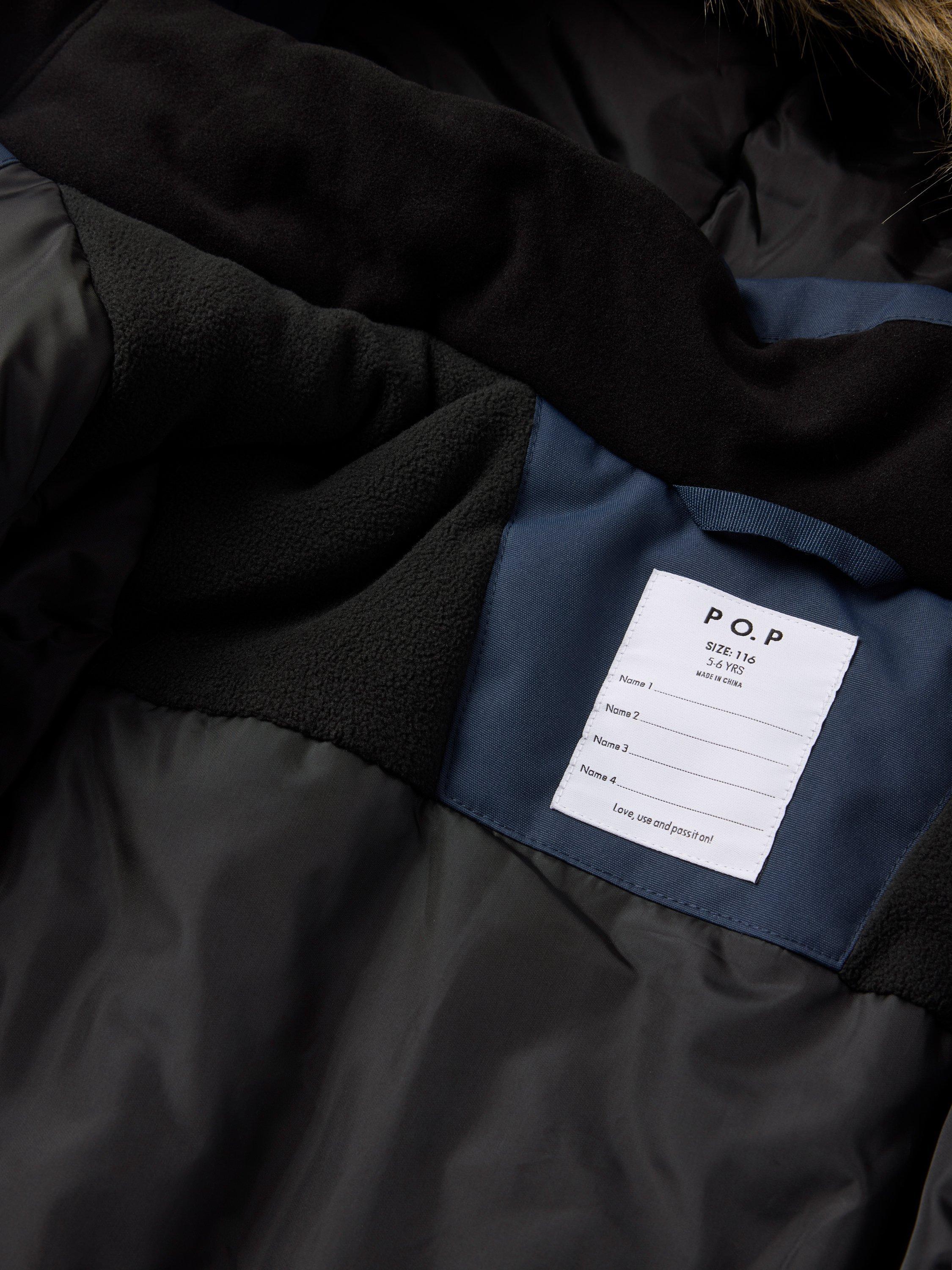 Product image 3 of 6, which shows Polarn O. Pyret Kids' Padded Parka Jacket, Mood Indigo, 2-3 years