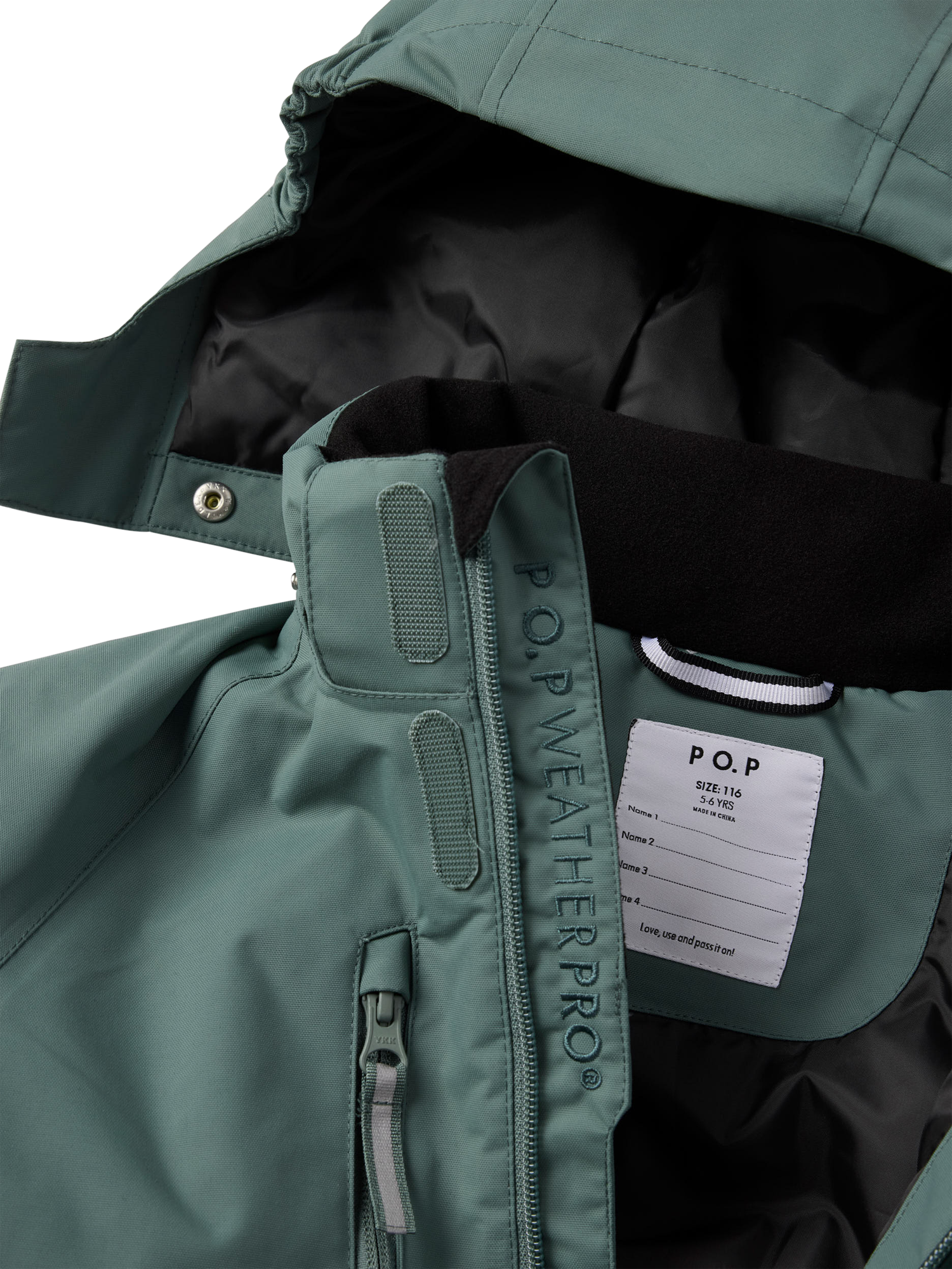 Product image 2 of 6, which shows Polarn O. Pyret KIds' Unisex Padded Snowsuit, Dark Forest, 3-4 years