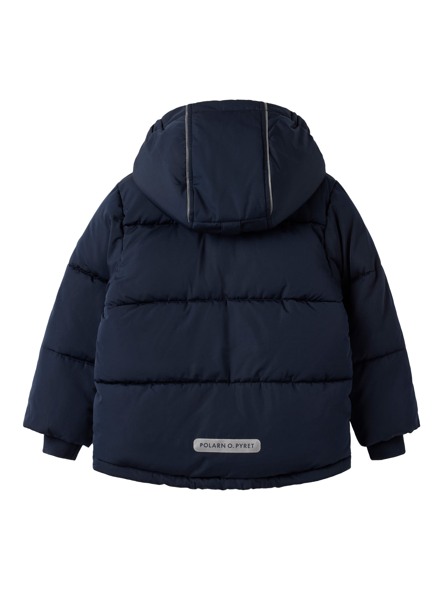 Product image 7 of 7, which shows Polarn O. Pyret Kids' Puffer Ski Jacket, Dark Sapphire, 3-4 years